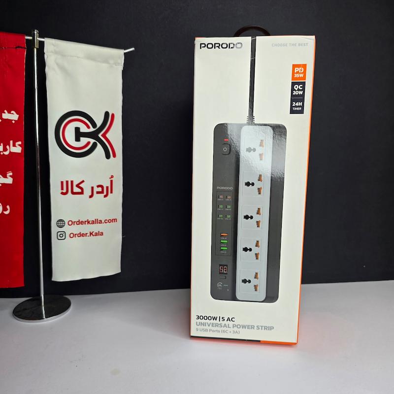 چند راهی برق پرودو مدل Porodo Power Strip PDFWCH098BK