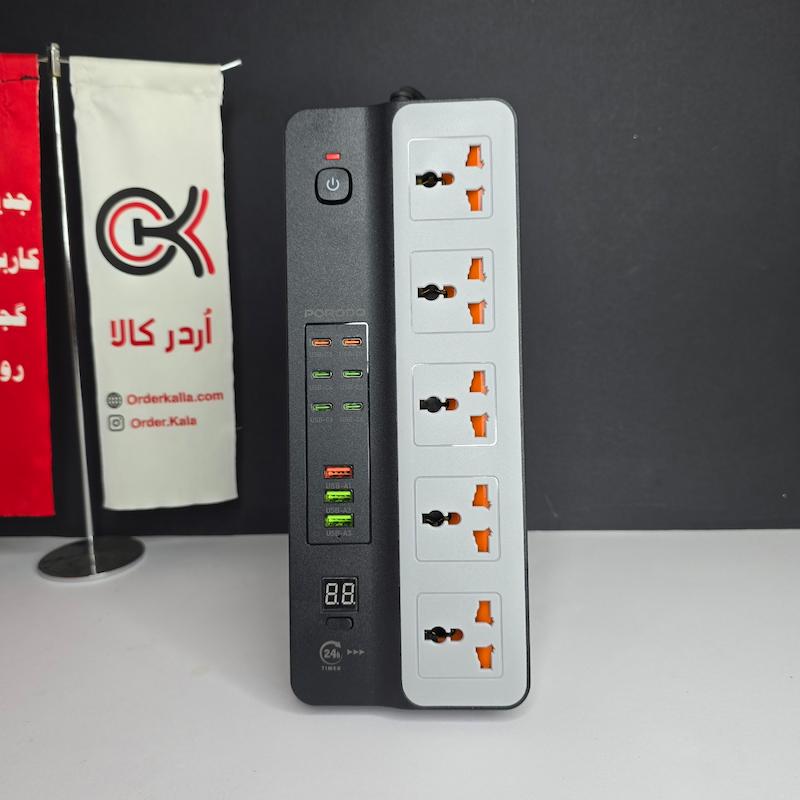 چند راهی برق پرودو مدل Porodo Power Strip PDFWCH098BK