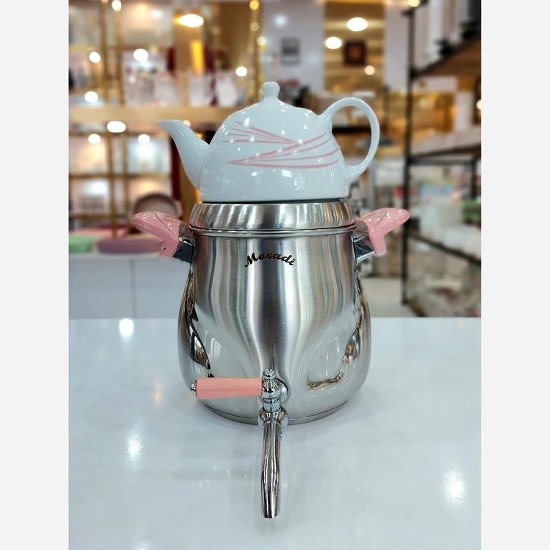 کتری قوری دستیلوکس مدل رز 4لیتری (طرح قوری رندوم)