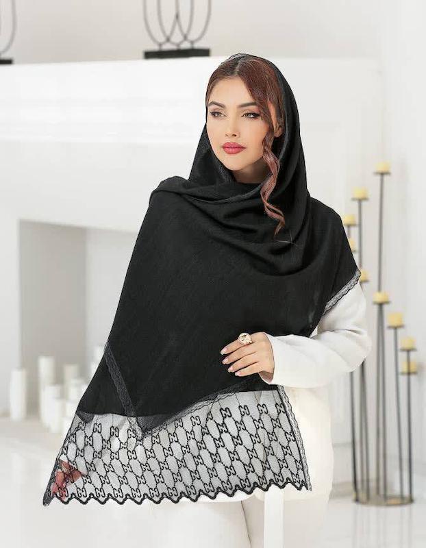 شال مشکی مجلسی دسته گیپور