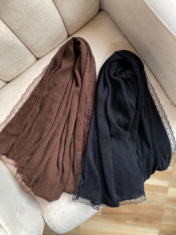 شال دانتل مشکی قهوه ای