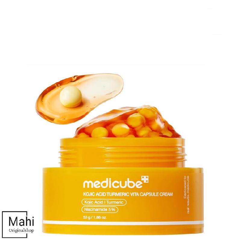 کرم کپسولی کوجیک اسید، زردچوبه و ویتامین C مدیکیوب مدل Kojic Acid Turmeric Vita Capsule Cream