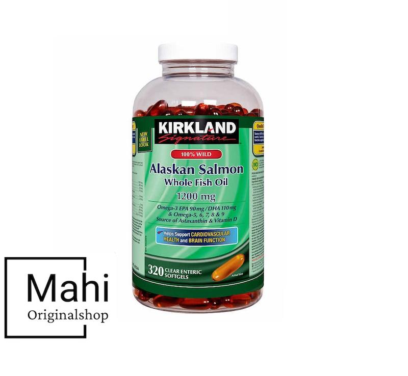 روغن ماهی سالمون وحشی آلاسکا کرکلند سیگنچر مدل Alaskan Salmon Whole Fish Oil 1200mg