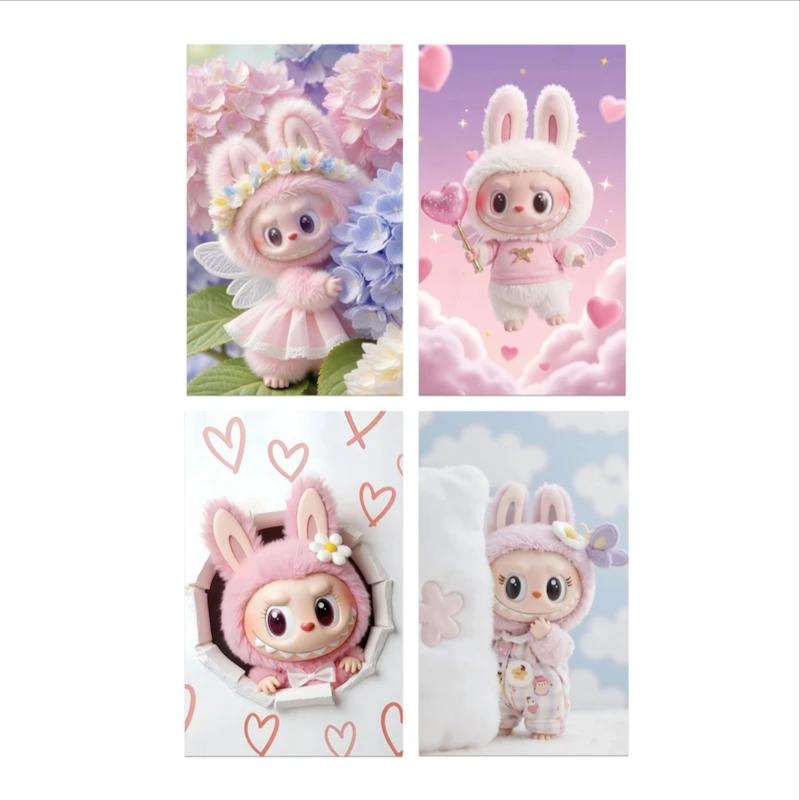 پوستر لبوبو صورتی مجموعه 4 عددی