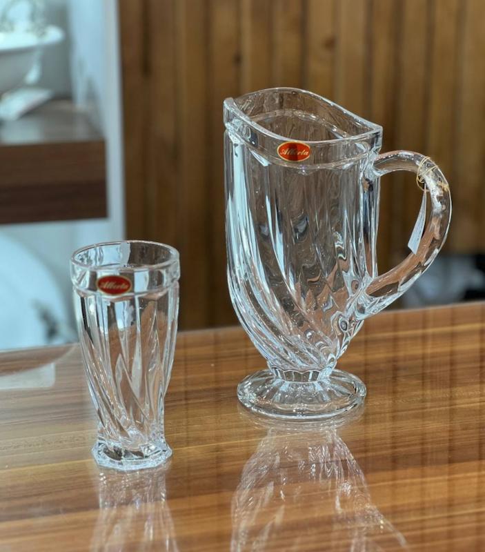 پارچ و لیوان کریستال تولیپ