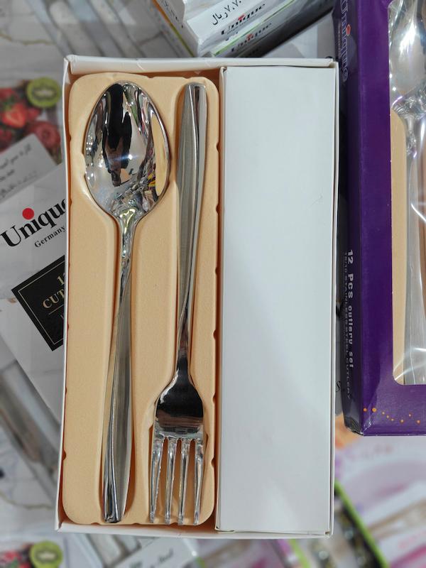 قاشق و چنگال یونیک اصل مایز جعبه طوسی 