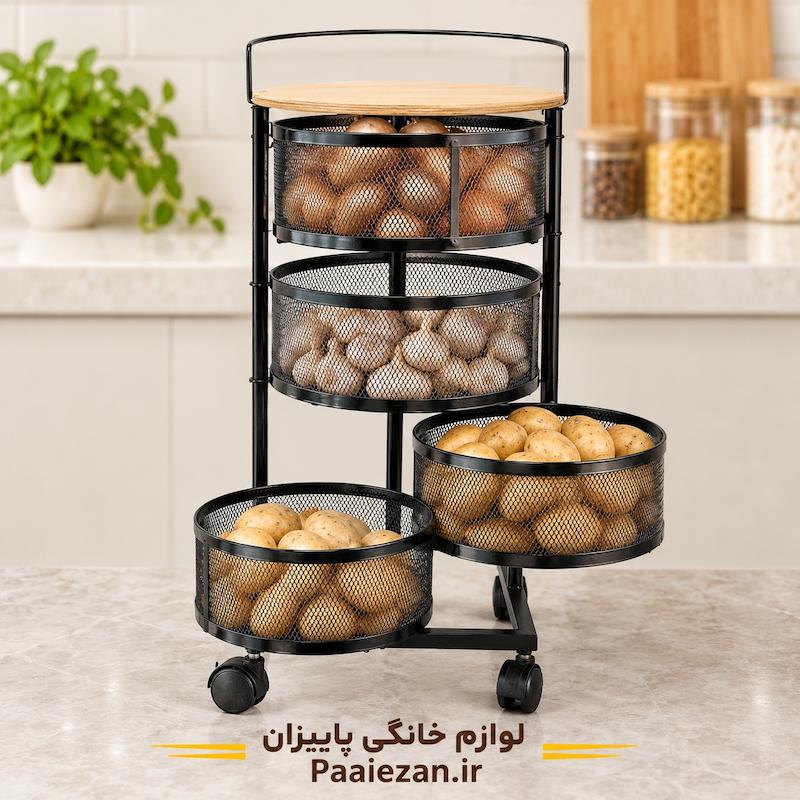 جا سیب زمینی پیاز 4 طبقه توری گردان