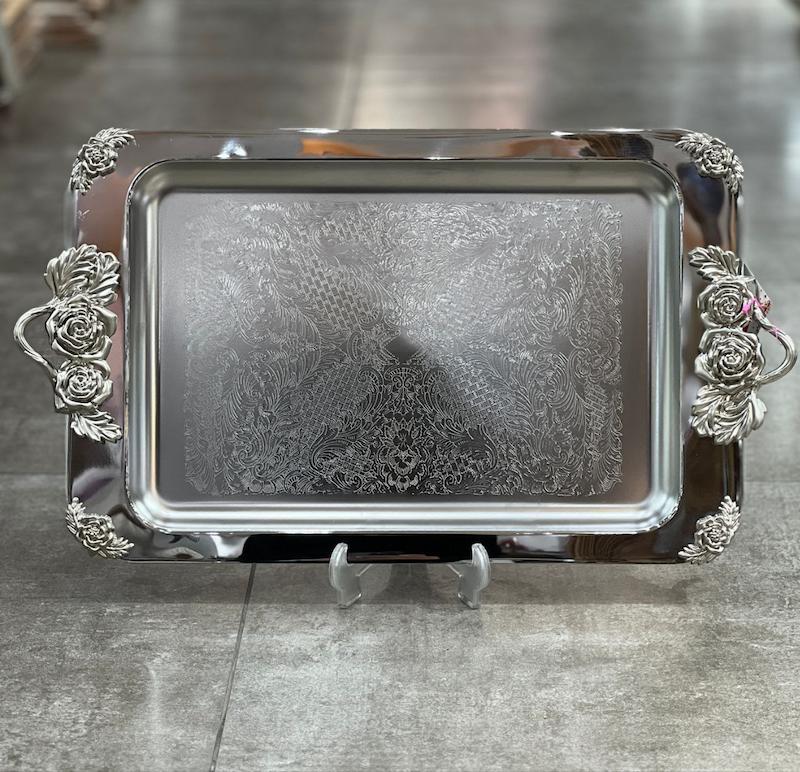 سینی سالینا مستطیل رز پایه دار