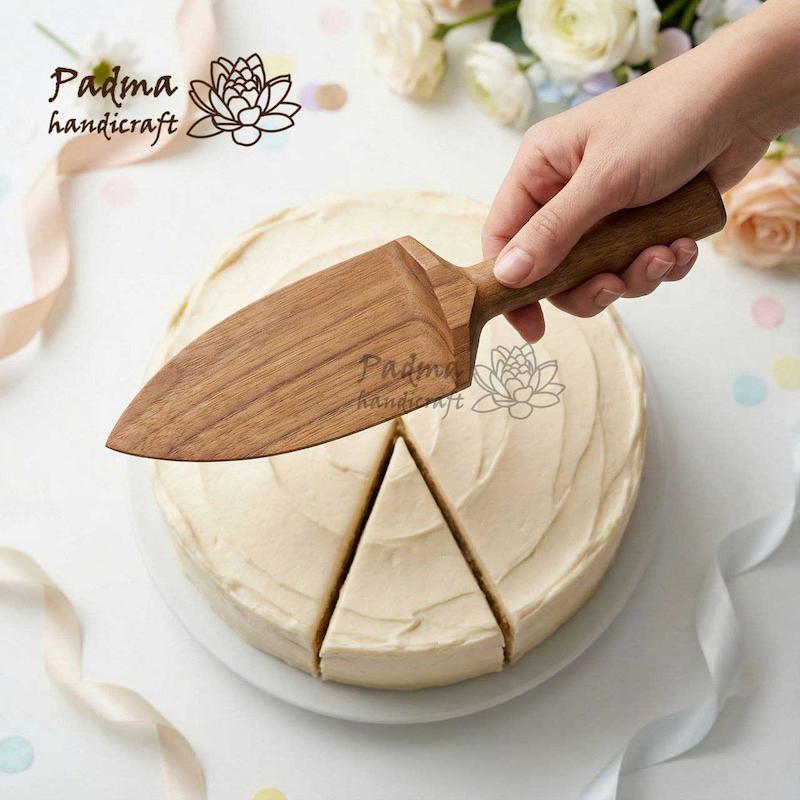 کفگیر اسلایس کیک و چاقو چوبی