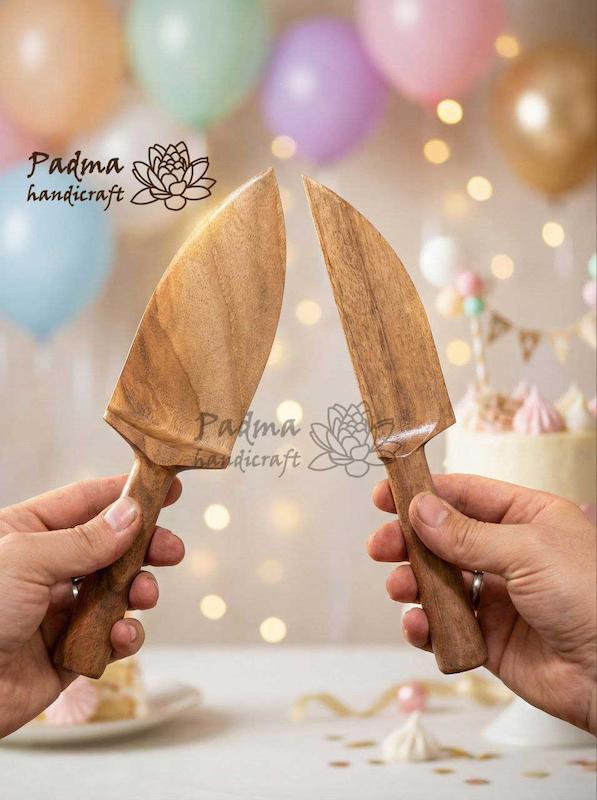 کفگیر اسلایس کیک و چاقو چوبی