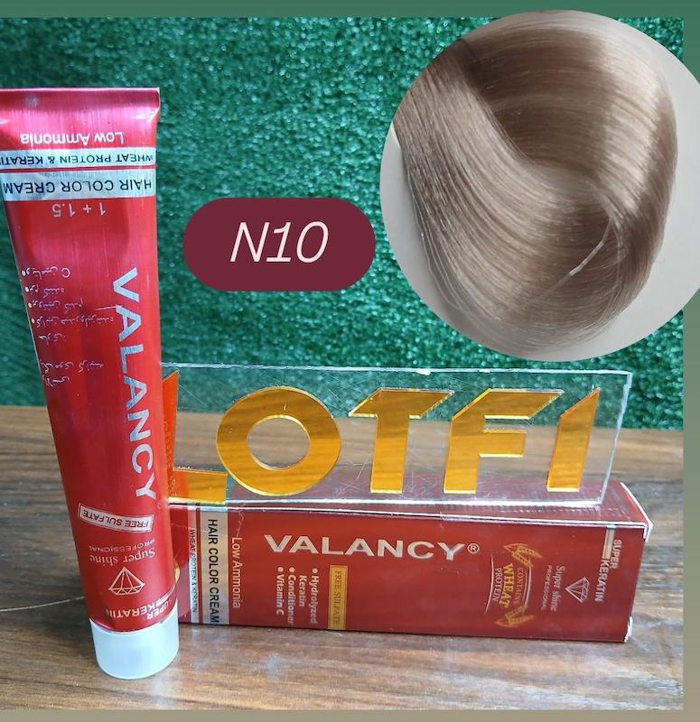 رنگ مو والانسی با رنگ بلوند خیلی خیلی روشن  شماره N10 حجم 100 میلی‌لیتر