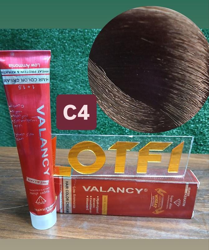 رنگ مو والانسی با رنگ قهوه ای دودی روشن شماره c4 حجم 100 میلی‌لیتر