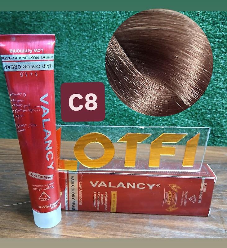 رنگ مو والانسی با رنگ بلوند دودی خیلی خیلی روشن شماره c8 حجم 100 میلی‌لیتر