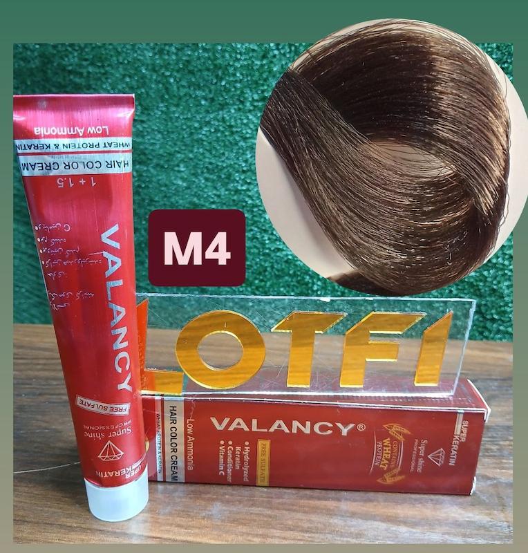 رنگ مو والانسی با رنگ قهوه ای زیتونی روشن شماره m4 حجم 100 میلی‌لیتر
