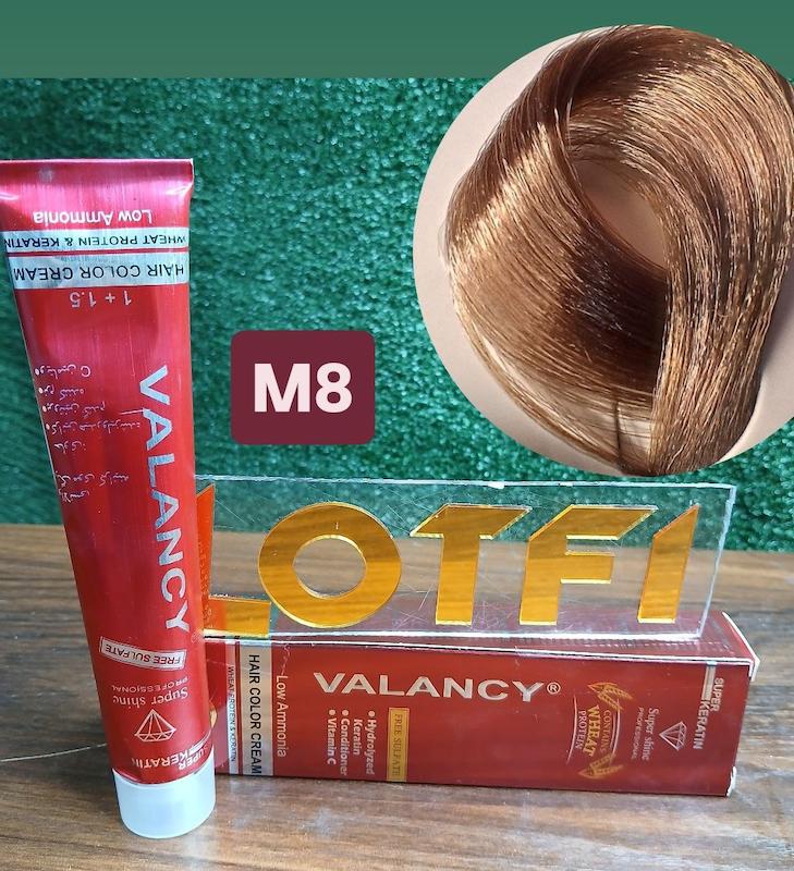 رنگ مو والانسی با رنگ بلوند زیتونی خیلی روشن شماره m8 حجم 100 میلی‌لیتر