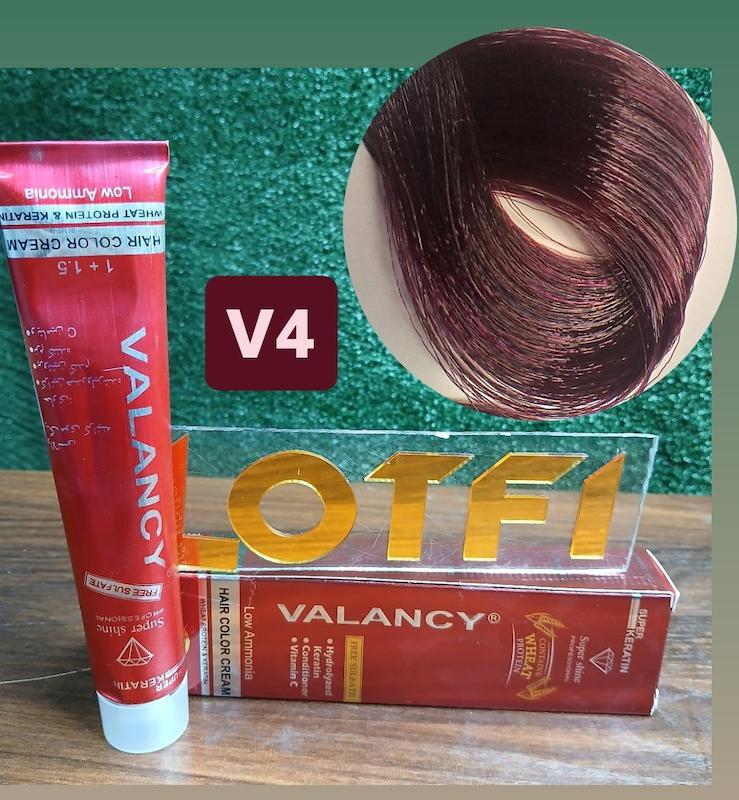 رنگ مو والانسی با رنگ شرابی متوسط شماره v4 حجم 100 میلی‌لیتر