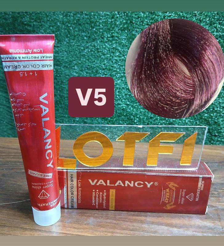 رنگ مو والانسی با رنگ شرابی روشن شماره v5 حجم 100 میلی‌لیتر