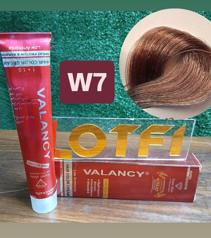 رنگ مو والانسی با رنگ بلوند فندوقی روشن شماره w7 حجم 100 میلی‌لیتر