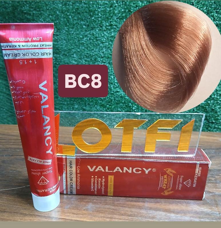 رنگ مو والانسی با رنگ بلوند کاراملی روشن شماره bc8 حجم 100 میلی‌لیتر