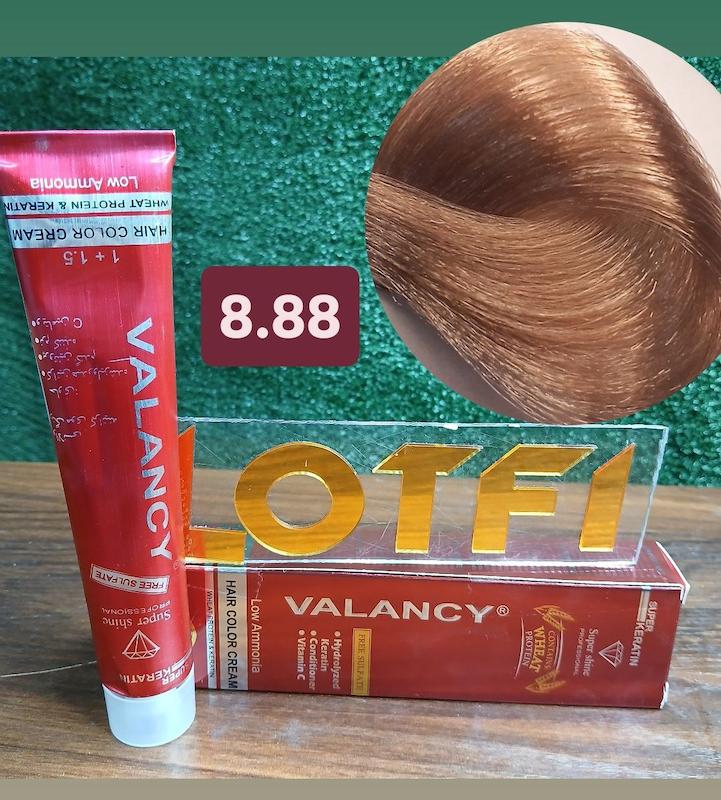 رنگ مو والانسی با رنگ کاراملی روشن شماره 8.88 حجم 100 میلی‌لیتر