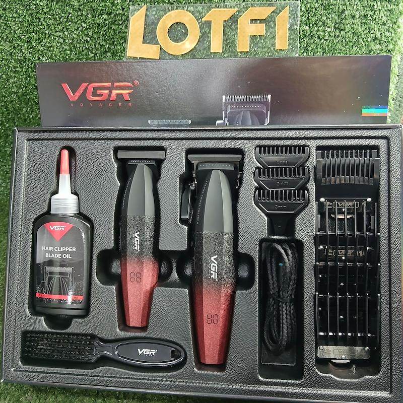 ست ماشین اصلاح سر و صورت VGR V-640 وی جی آر( دو رنگ قرمز-مشکی و مشکی-مشکی)