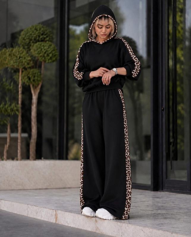 ست  هودی شلوار پلنگی
