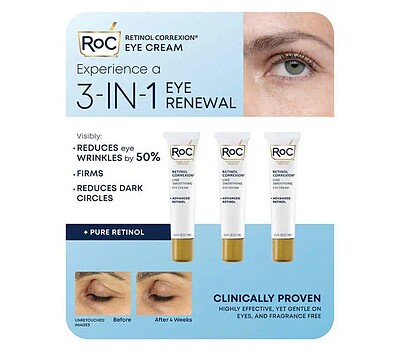 دور چشم رتینول روک ROC    RETINOL CORREXION  LINE SMOOTHING EYE CREAM