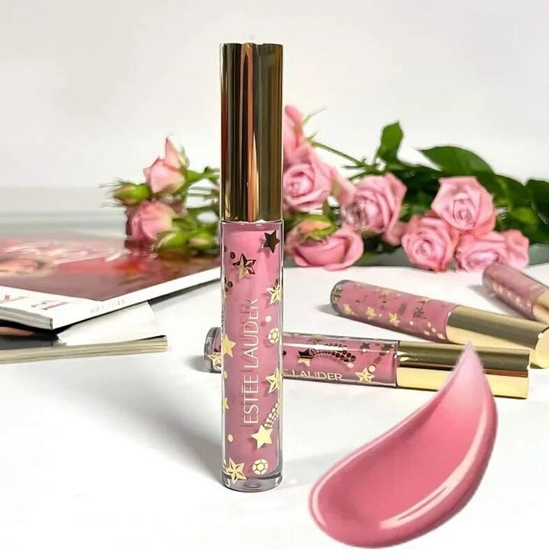 🌷 لیپ گلاس  استی لادر فول سایز رنگ Crystal Pink    ESTEE LAUDER LIP GLOSS CRYSTAL PINK