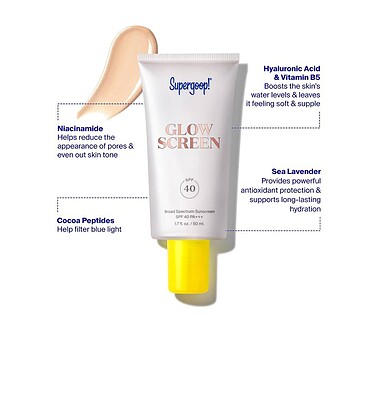 ضدآفتاب رنگی گلواسکرین spf30 سوپرگوپ😍    Supergoop! GLOWSCREENSPF30