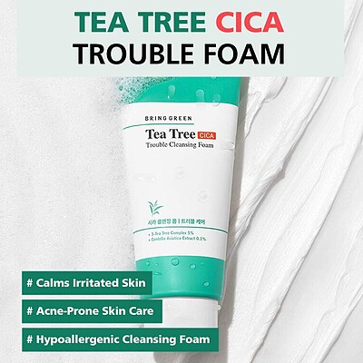 Bring Green : Tea Tree CICA Trouble Cleansing Foam ✨    🌱 فوم شستشوی تی تری سیکا برینگ گرین