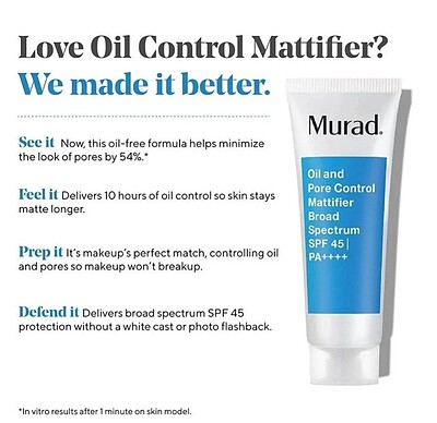 🎀ضدآفتاب کنترل چربی و منافذ دکتر موراد با محافظت بالا SPF45    Murad ACNE CONTROL Oil and Pore Control Mattifier Broad Spectrum SPF45 PA++++