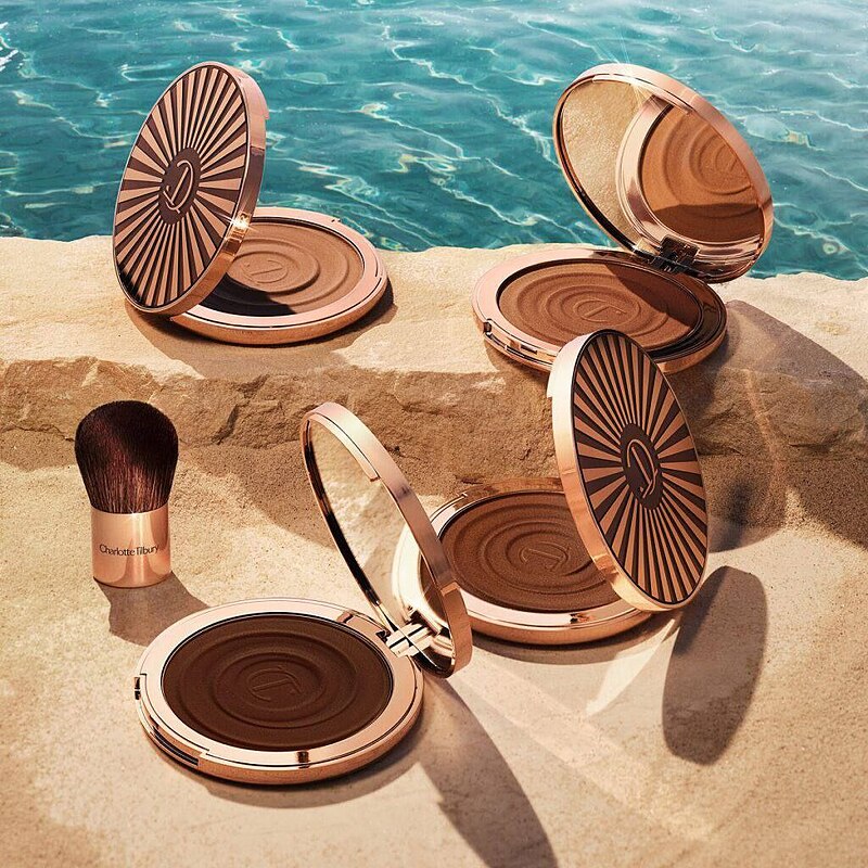 🌷 برنزر کرمی شارلوت تیلبری فول سایز با جعبه رنگ مدیوم  Charlotte Tilbury BEAUTIFUL SKIN SUN-KISSED GLOW BRONZER MEDIUM