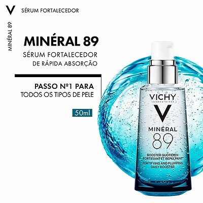 سرم و آبرسان ویشی حاوی 89% مواد معدنی آتشفشان ویشی+هیالورونیک اسید 50ML    VICHY MINÉRAL 89 BOOSTER QUOTIDIEN FORTIFIANT