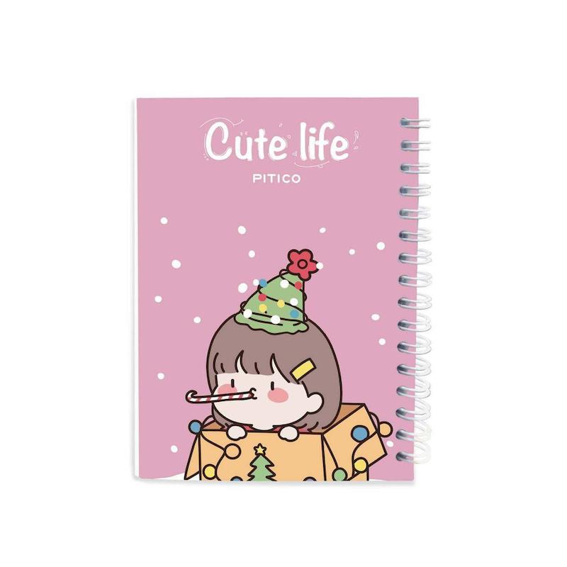 دفترچه یادداشت A6 سری cutelife  برند پیتیکو کد۶ دفتر کریسمسی رنگ صورتی 
