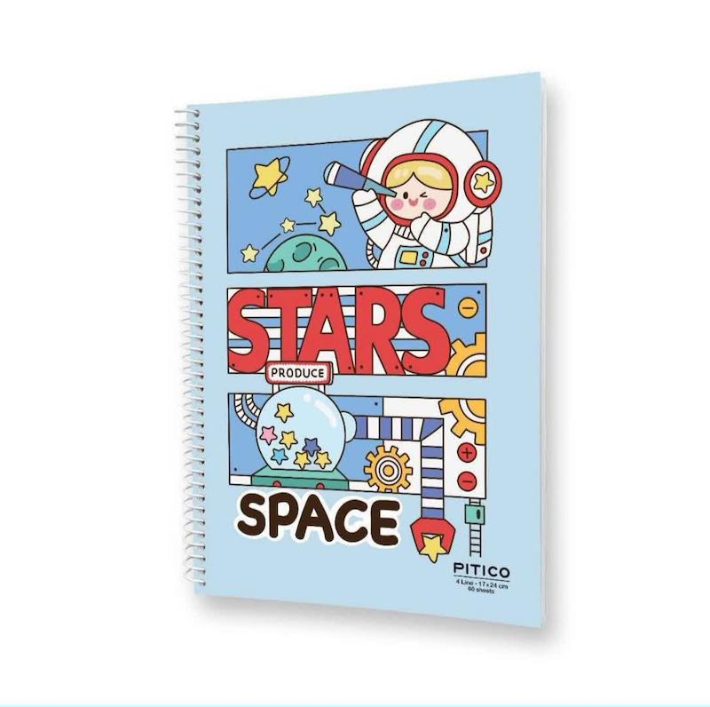 دفتر زبان 4 خط برند پیتیکو سری space Trip  کد 8