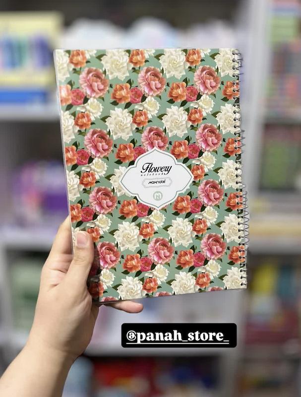 دفتر مشق مجلد 80 برگ سیمی طرح flower برند نهال 