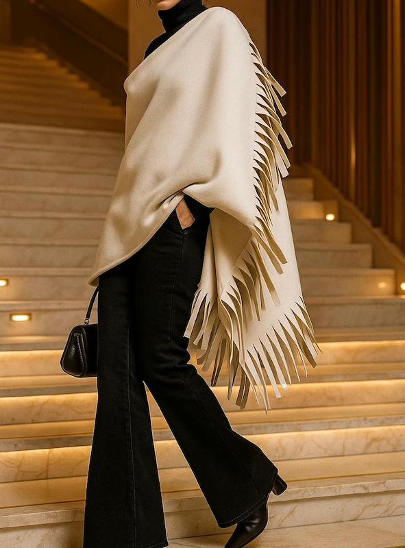 پانچو سرخپوستی کرم رژ