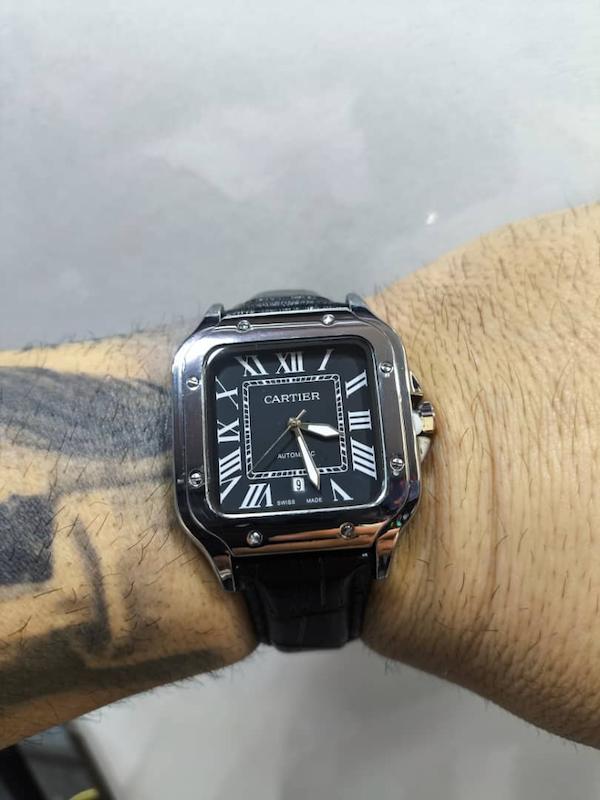 ساعت مچی کارتیر سانتوس بندچرم صفحه مشکی،ارسال رایگان