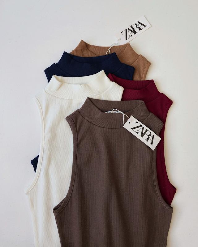 تاپ یقه ایستاده دارچین 