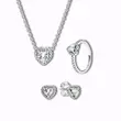 عکس ست گردنبند گوشواره و انگشتر هدیه قلب نقره برند پاندورا