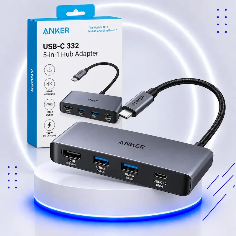 هاب 7 پورت USB-C انکر مدل Anker 341 USB-C Hub (7-in-1) A8346