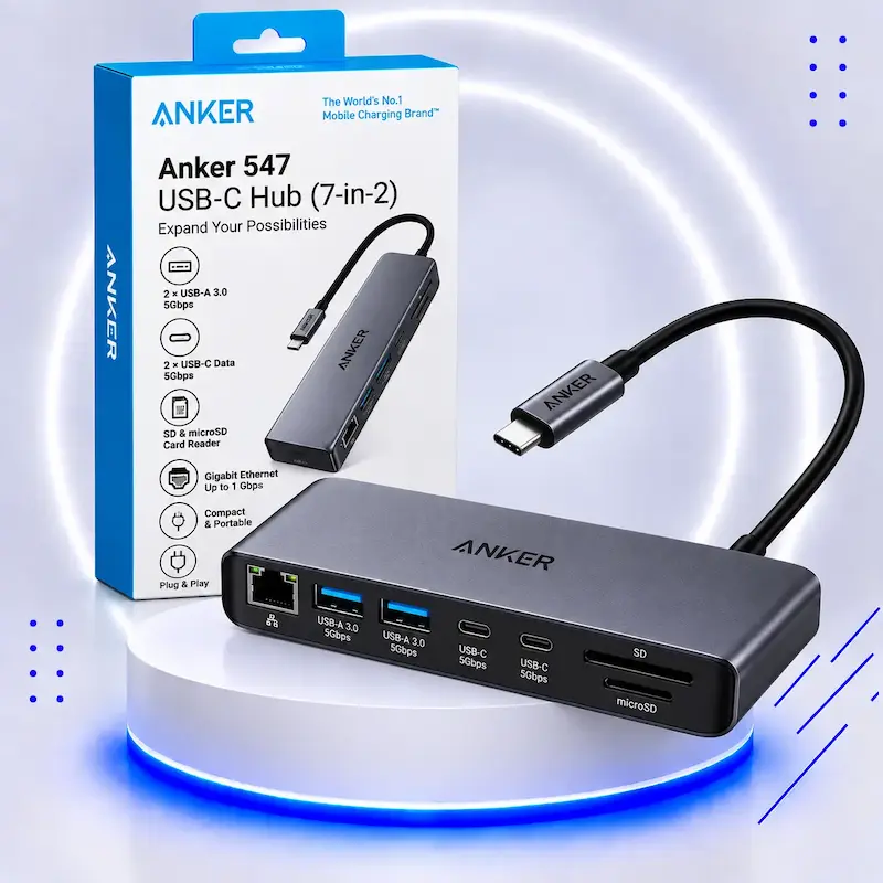 هاب دیتا 7 پورت انکر مدل Anker 547 USB-C Hub 7-in-2 A8354