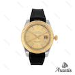ساعت مردانه رولکس DateJust 2 طلایی بند رابر مشکی 4166-m