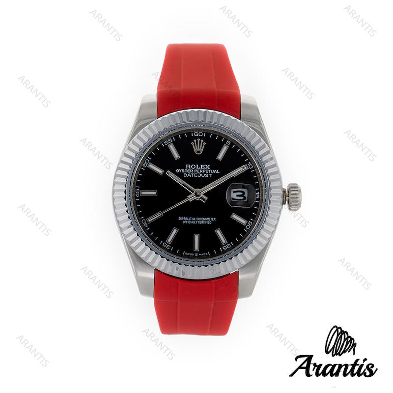 ساعت مردانه رولکس DateJust 2 بند رابر قرمز 2166-m
