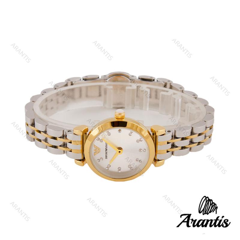 ساعت امپریوآرمانی مینی زنانه دورنگ طلایی صفحه سیلور w-7975