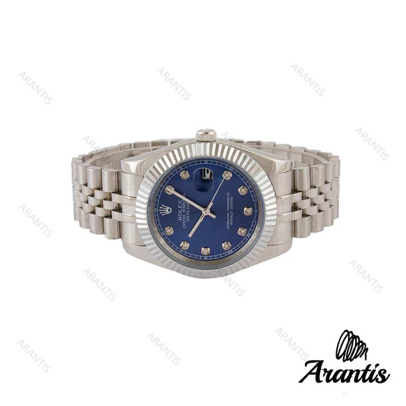 ساعت رولکس مردانه دیت جاست 2 سیلور صفحه آبی ایندکس نگین m-9535