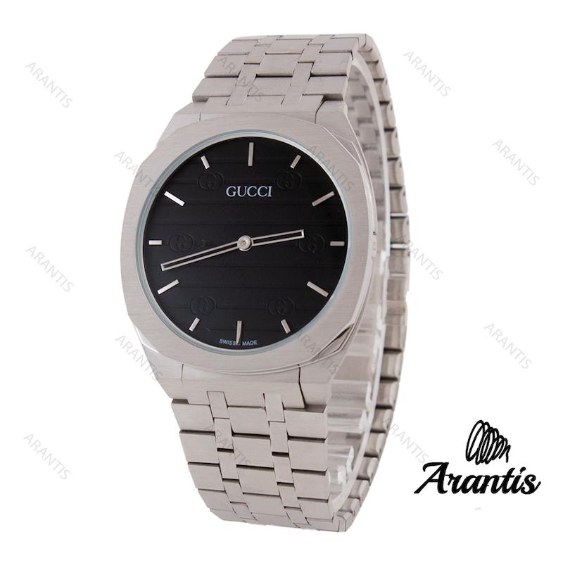 ساعت گوچی 25H مردانه استیل صفحه مشکی m-5375