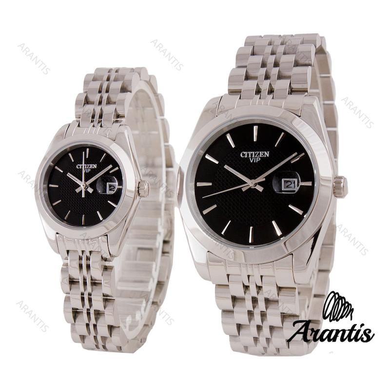 ساعت ست سیتیزن سیلور صفحه مشکی s-5565
