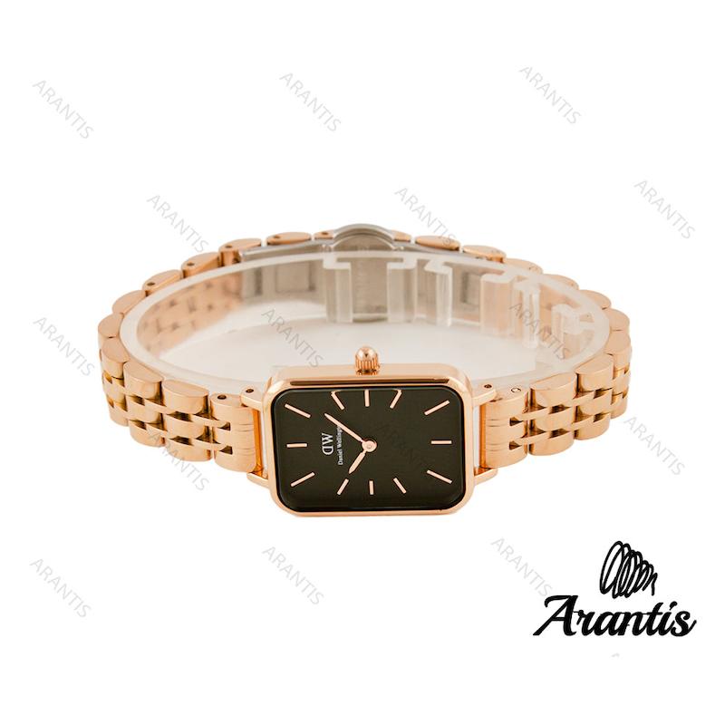 ساعت دنیل ولینگتون زنانه مستطیلی رزگلد صفحه مشکی w-3265
