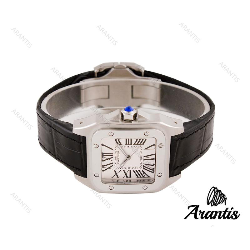 ساعت کارتیه Santos 100 زنانه سیلور مشکی صفحه سفید w-3955